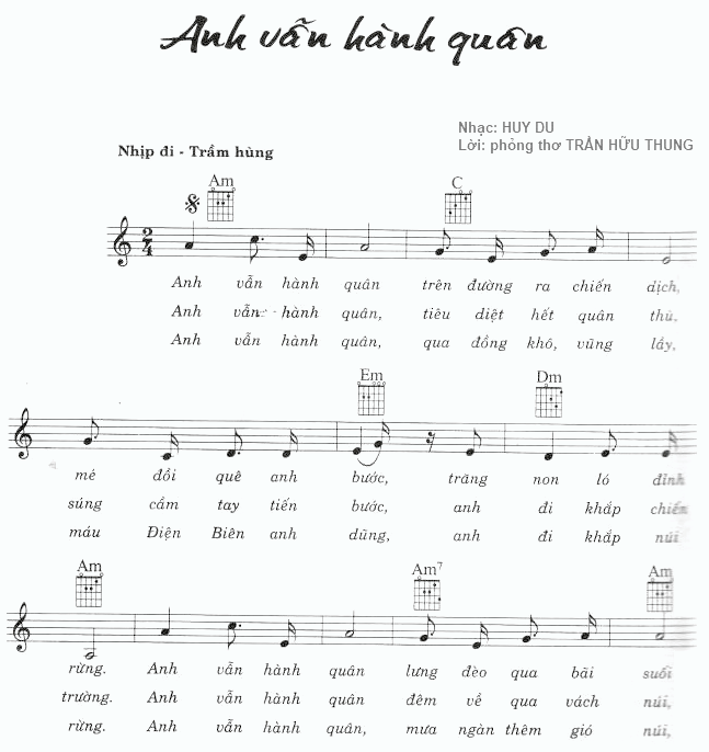 Sheet nhạc Anh Vẫn Hành Quân